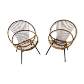 Pair of rattan armchairs