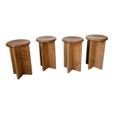 Set 4 tabourets chêne 1950 constructivistes