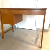 1950s modernist oak desk with compass legs