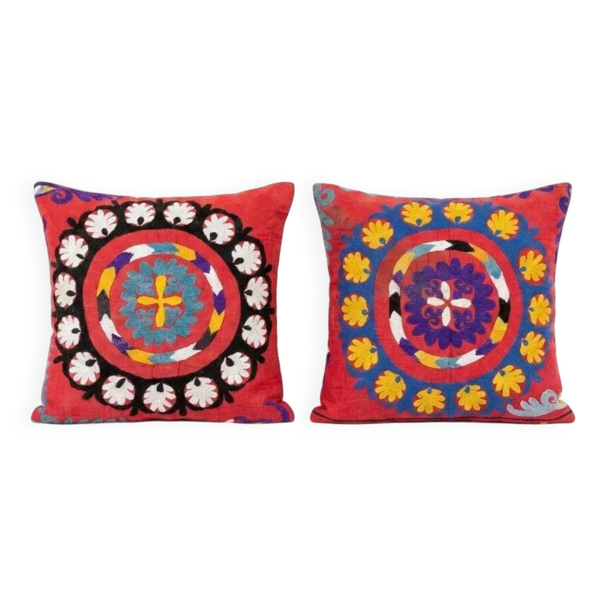 Set of 2 vintage embroidered cushion covers 53x56 cm