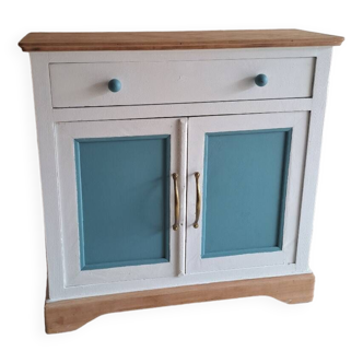 Small old sideboard painted blue and white