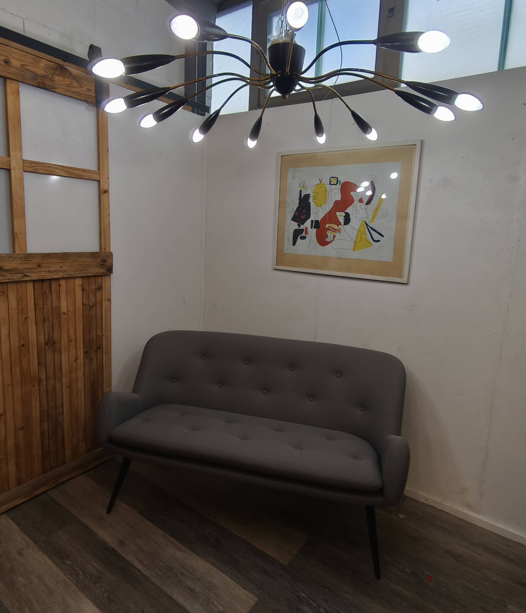 Plafonnier style années 1950/lampe Sputnik, 12 lumières