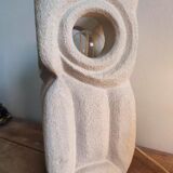 Limestone owl lamp, Albert Tormos, France, 1970s