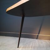 Table tripode en pin et acier 1950