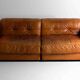 Canapé vintage patchwork en cuir caramel, Allemagne 1960