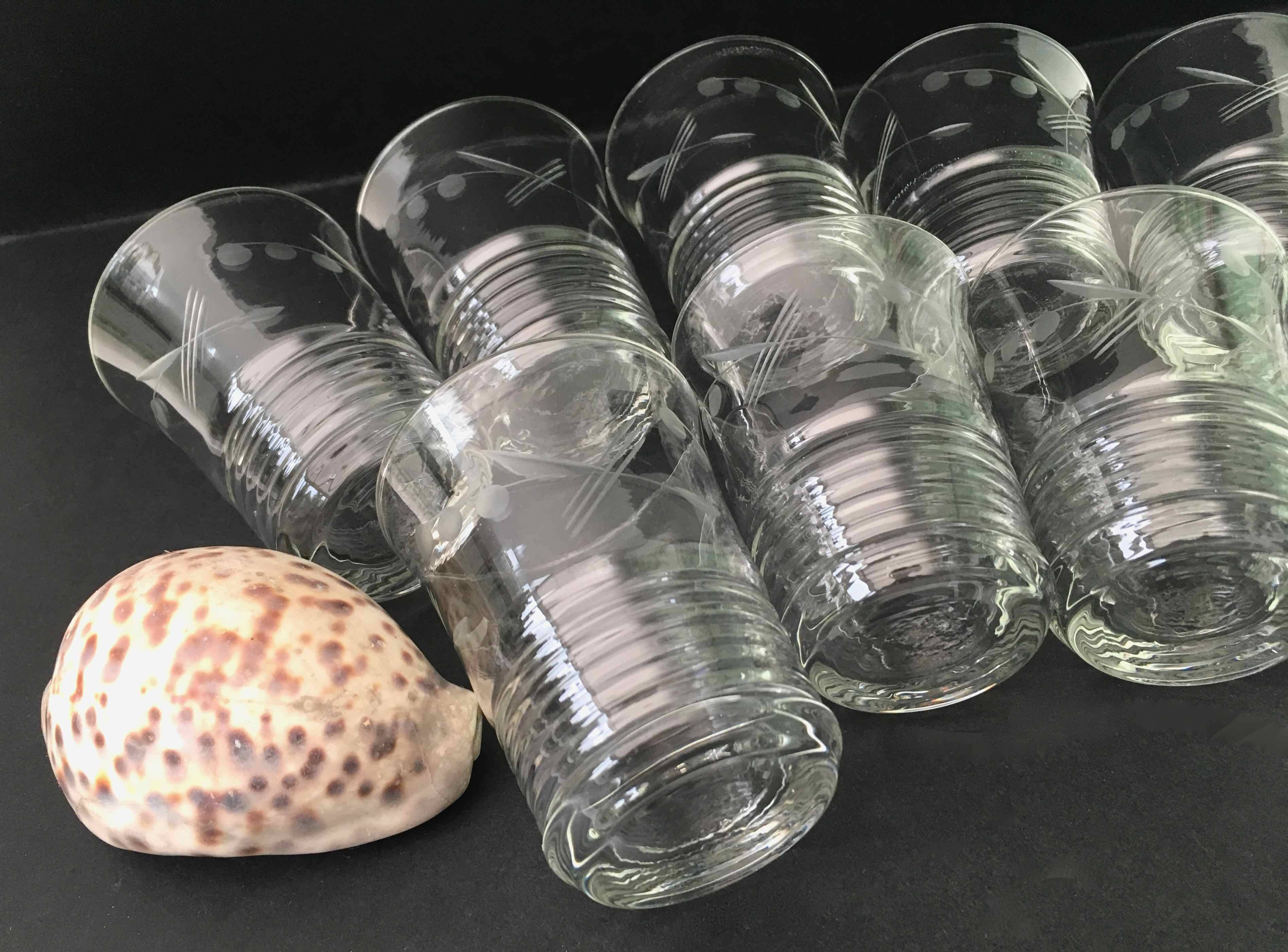 10 chiseled goblet glasses from the 40s