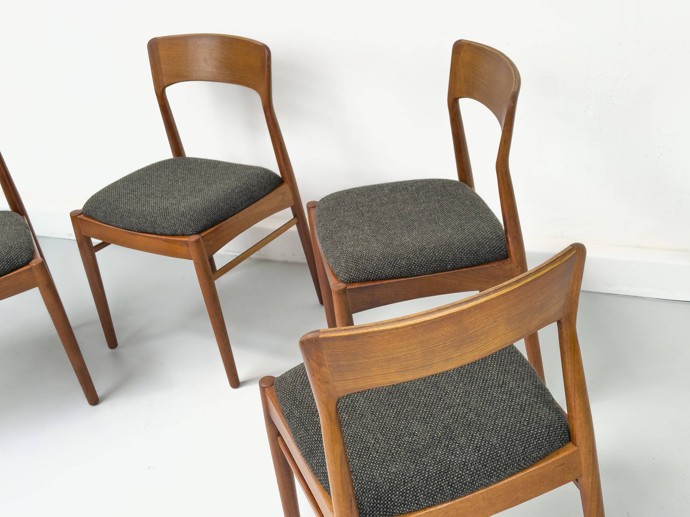 Teak and Wool Dining Chairs from Korup Stolefabrik, 1960s, Set of 4