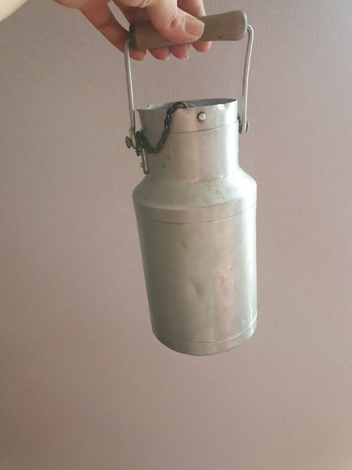 Milk jug whole milk can in vintage aluminum