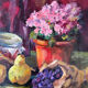 Oil on canvas Azalea grapes and pears signed Paumier