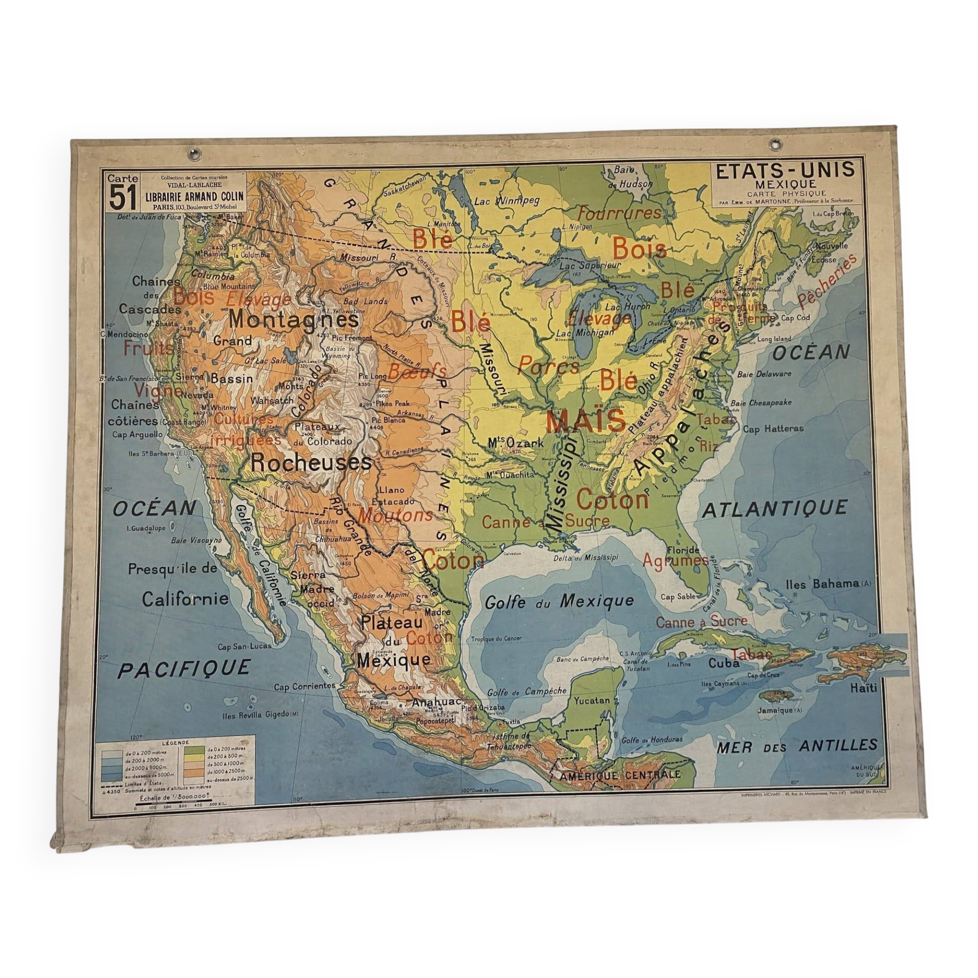 Carte géographique États Unis Mexique