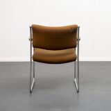 Armchair, 1960s, chrome metal frame, teak armrests.