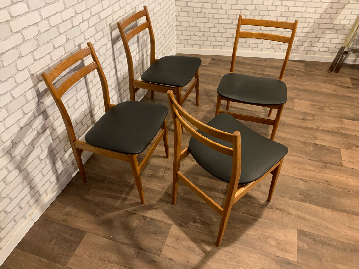 Series of 4 vintage Scandinavian style chairs