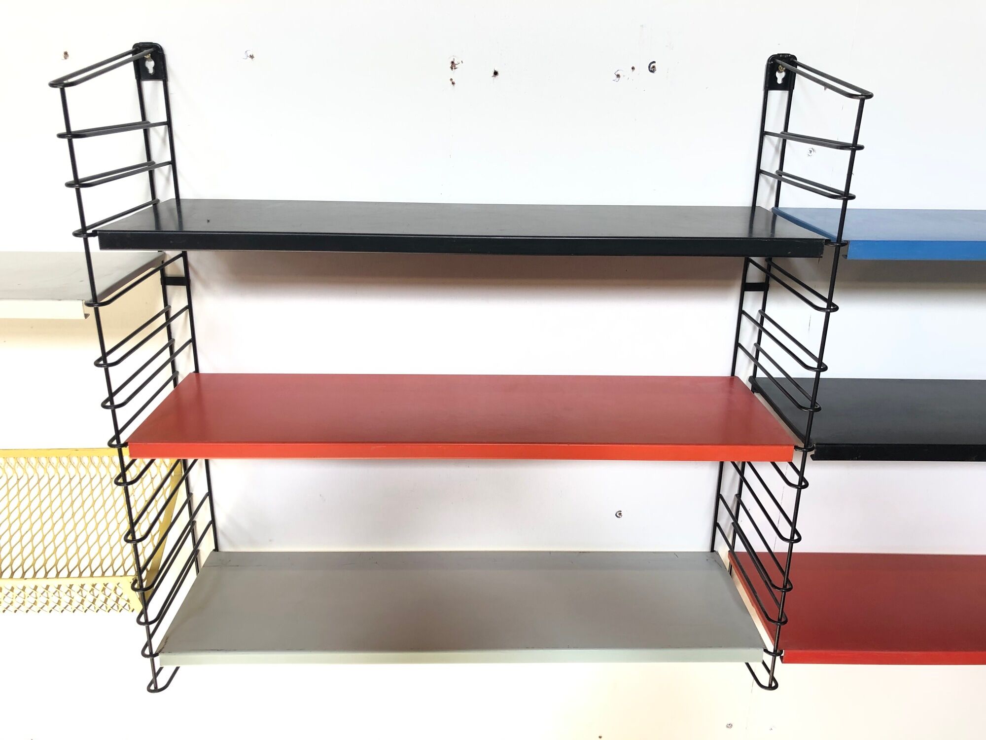 Vintage D. Dekker for Tomado Holland - Wall shelf with metal shelves