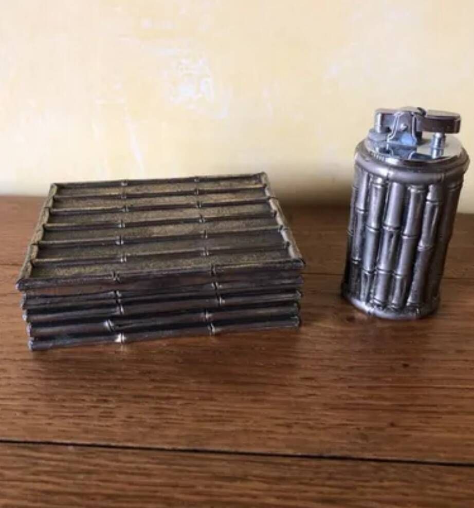 Silver bamboo box with lighter
