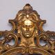 Classic gilded brass console with oval mirror from the 1950s, Italy.