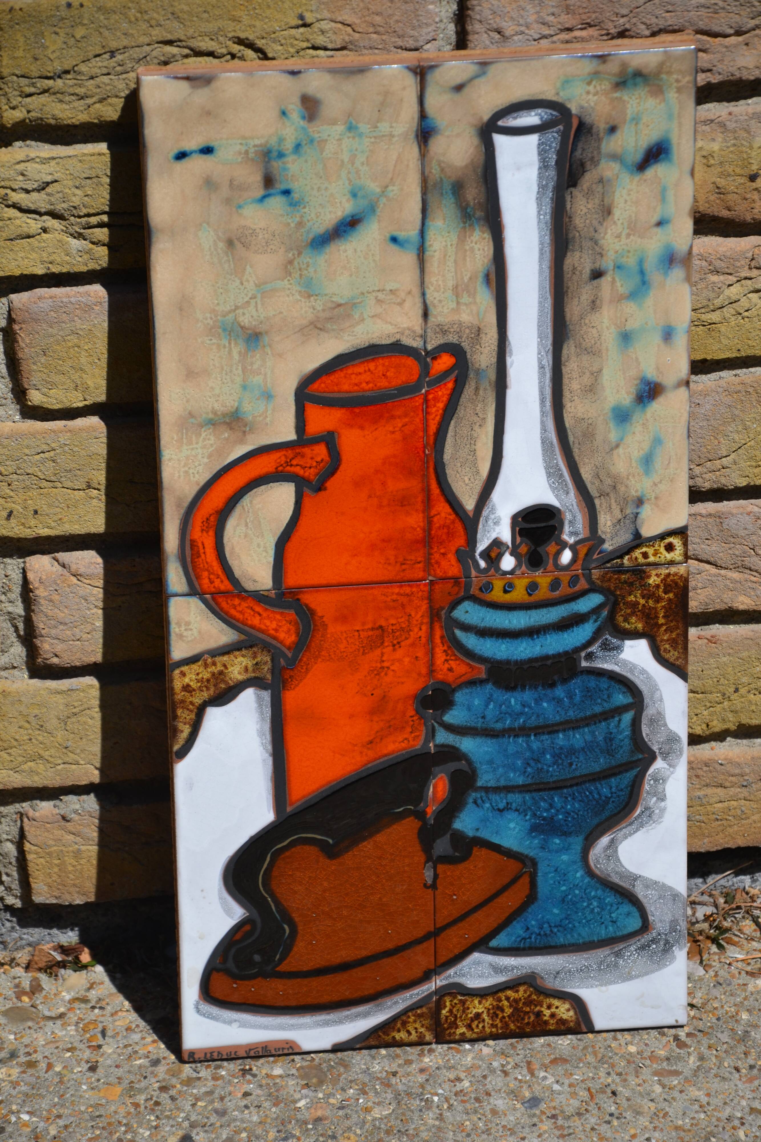 Ceramic plaque Vallauris Raymonde Leduc