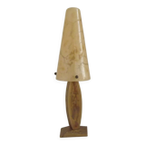 French vintage gold retro resin table lamp with marble effect cone shade.