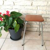 Set of 2 brown leatherette stools