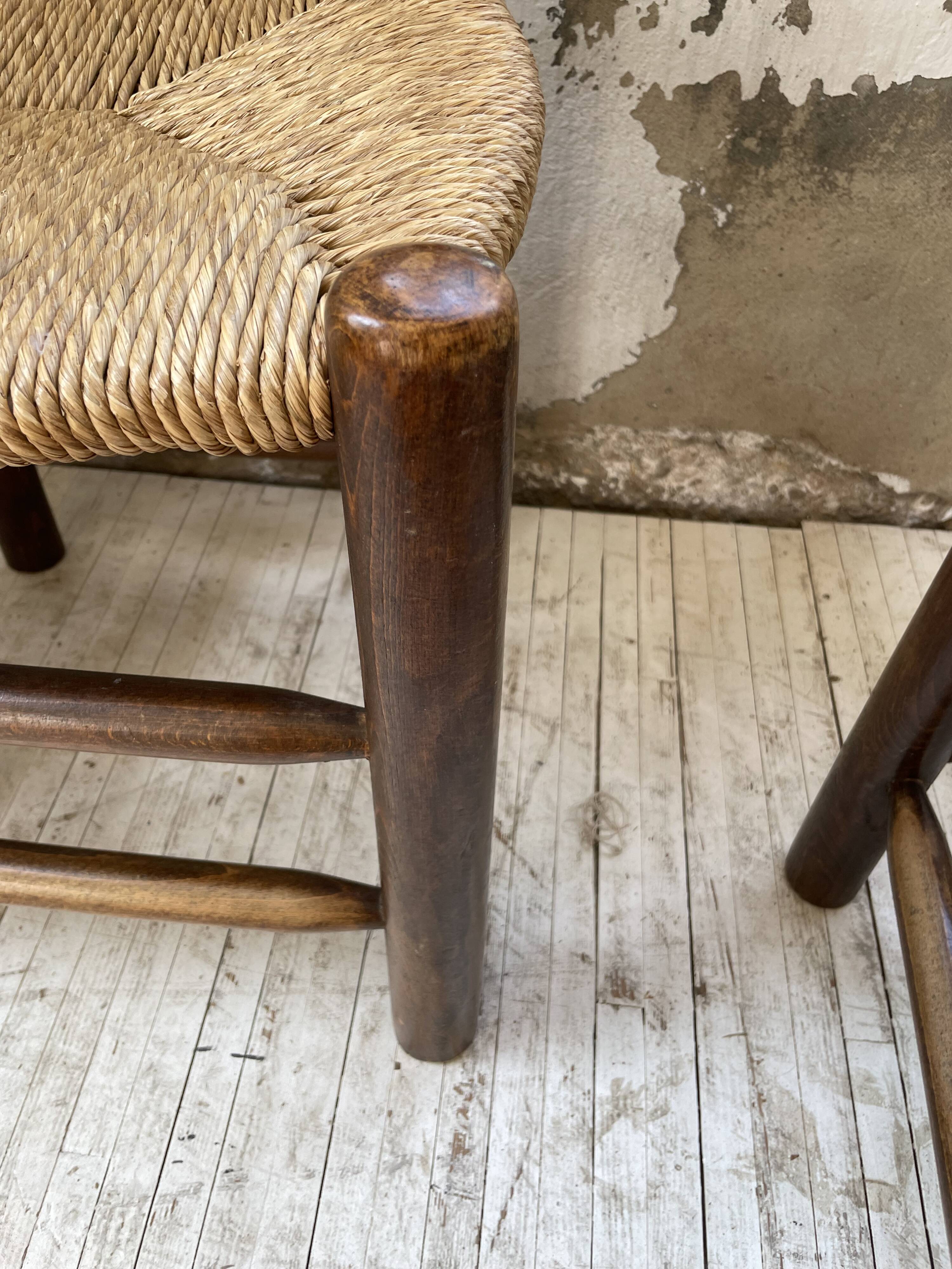 6 straw and oak chairs, mountain furniture