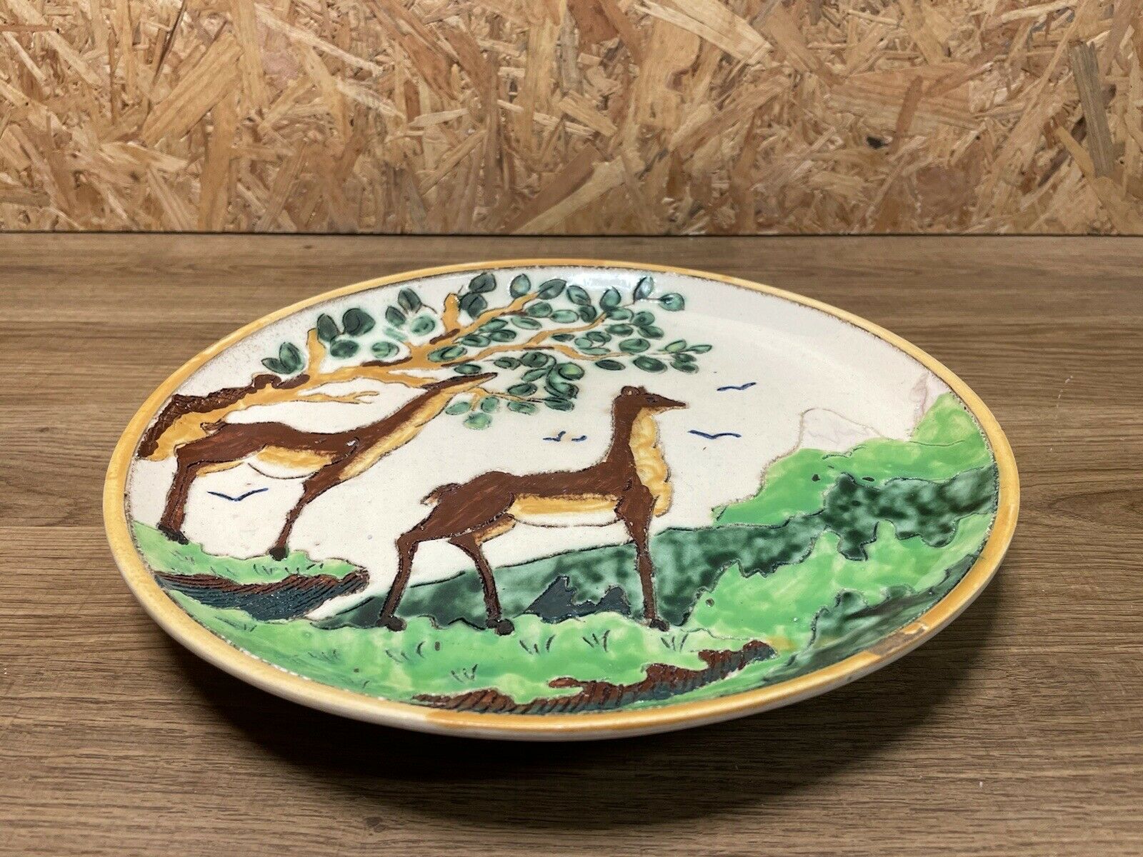 Cerart monaco large vintage ceramic dish, 60's, animal décor