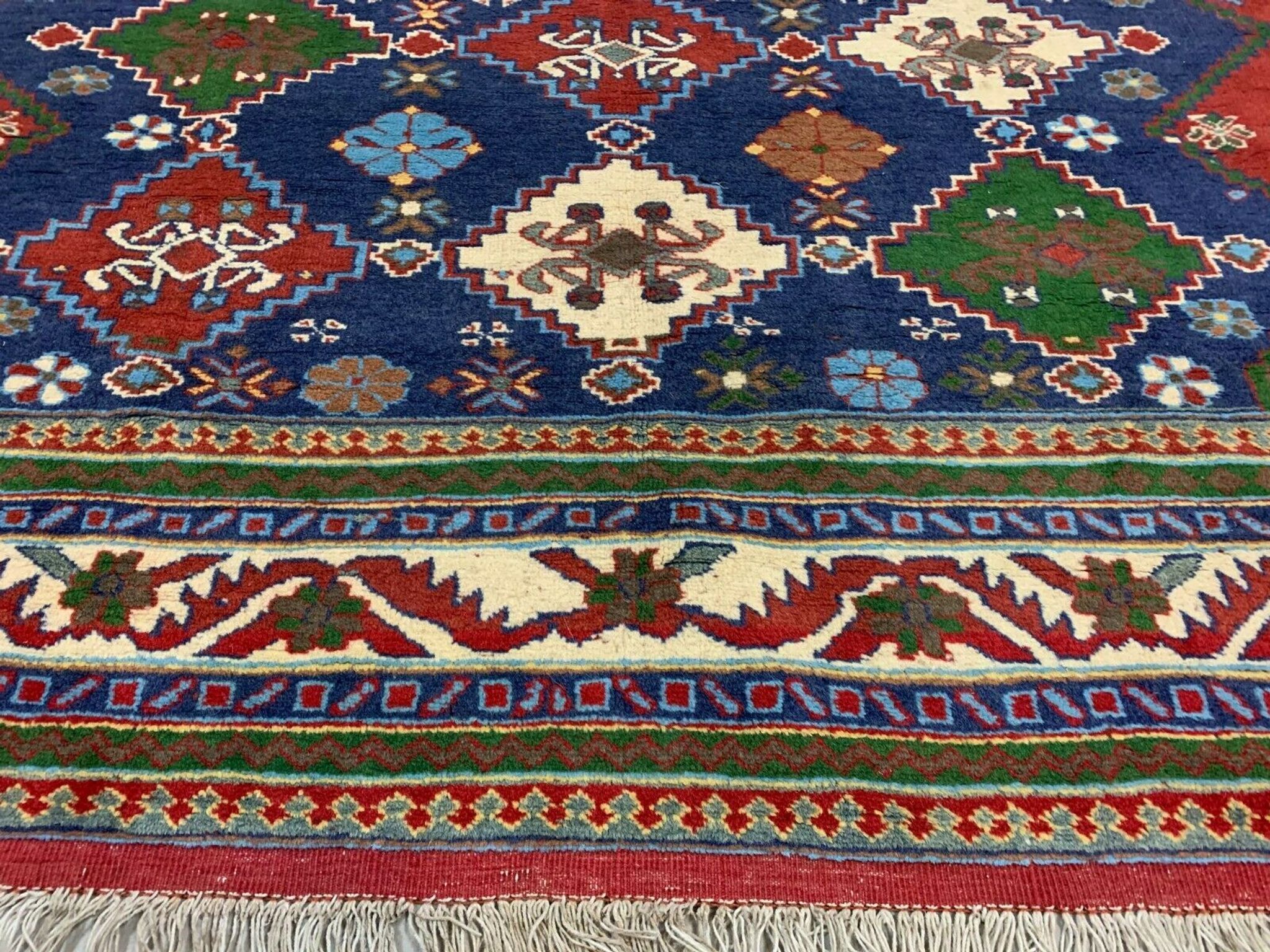 Original Shirvan Kazak Rug 310x210 cm Vintage, Blue, Red