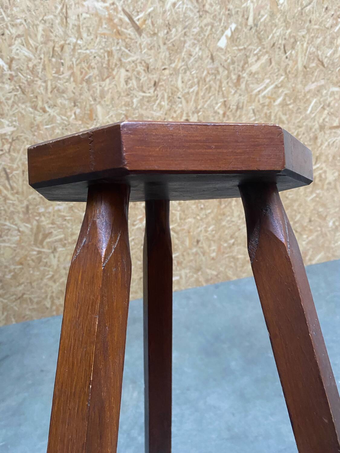 Brutalist wooden stool