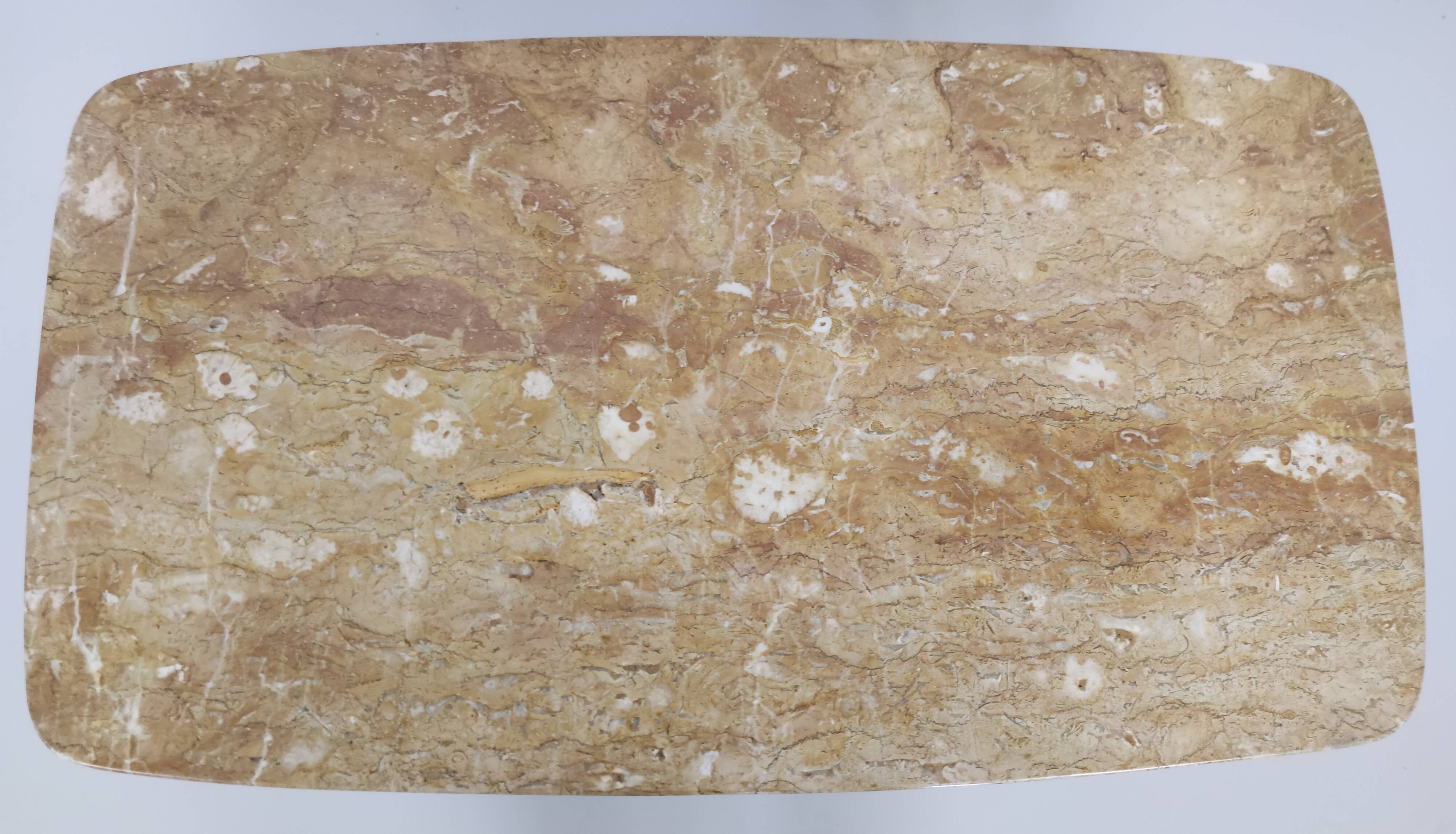 Rectangular Beech Coffee Table by Paolo Buffa with a Pink Travertine Top