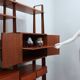 Mid century modular teak bookcase with bar unit, Italy 1950s
