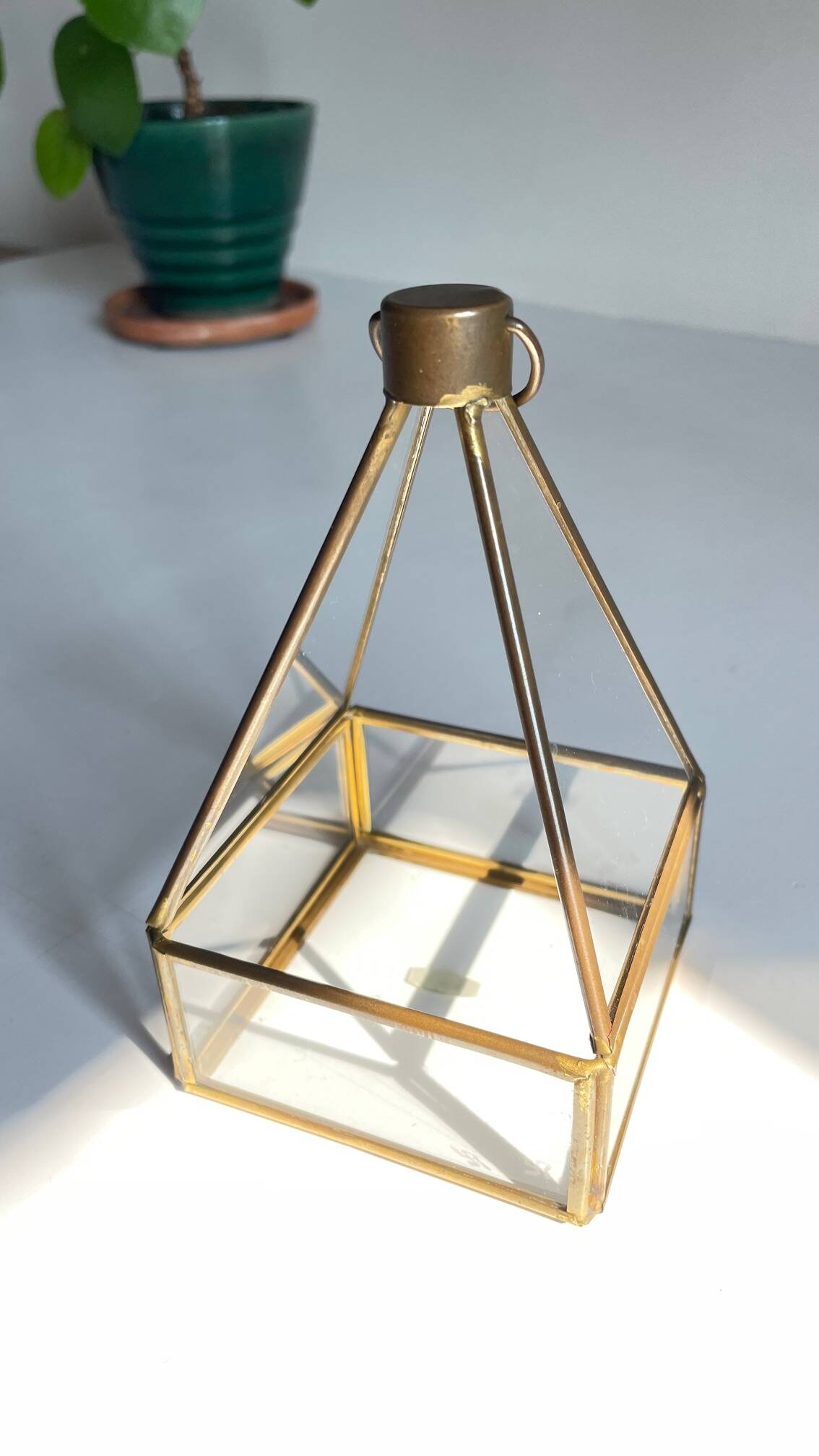 Vide-poche verre et laiton vintage