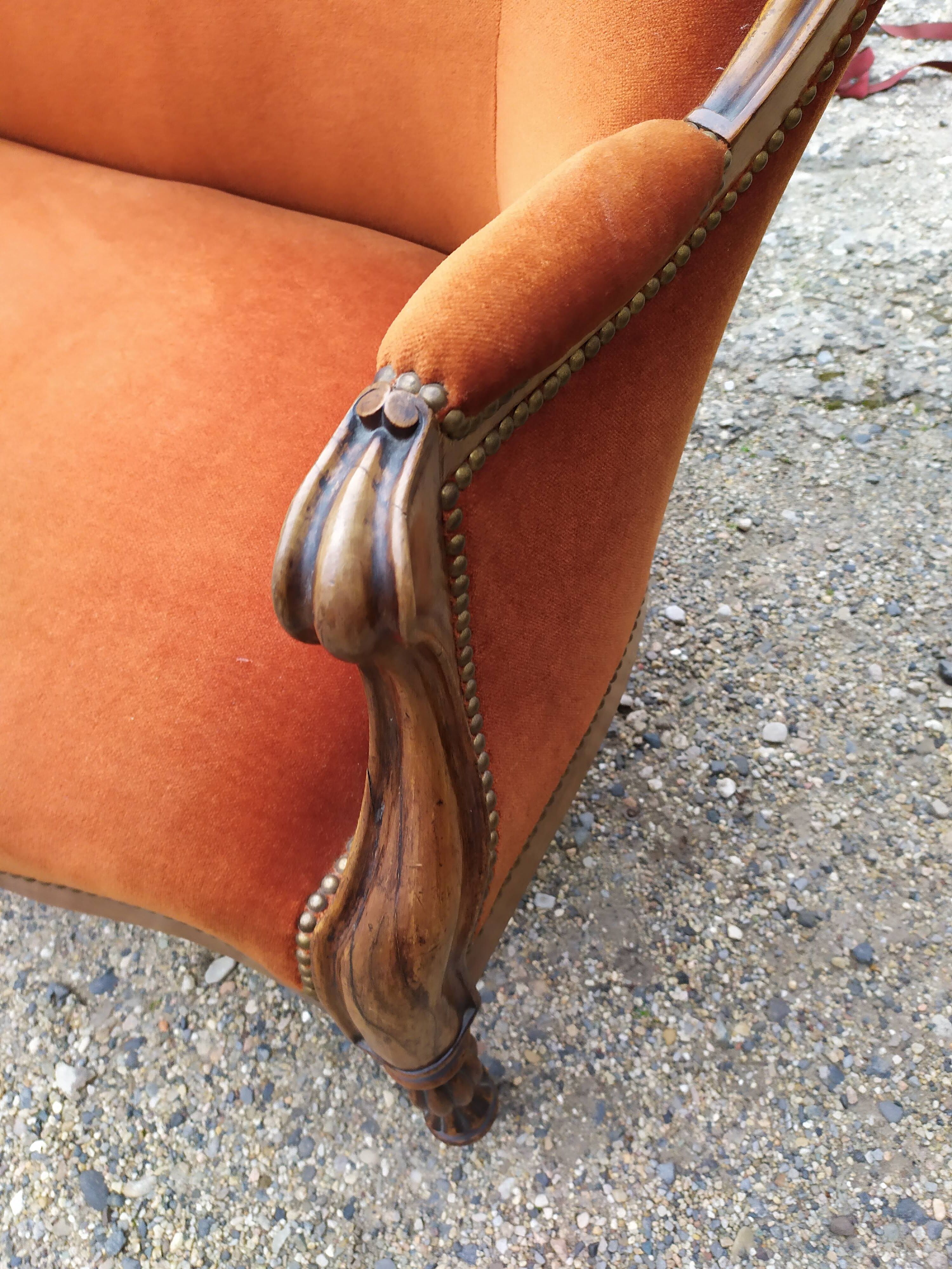Louis Philippe style velvet bench