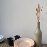 8 hollow plates Digoin Sarreguemines powder pink old