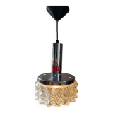 Vintage space age lamp, chromé afwerking en glazen lampenkap, jaren 1960