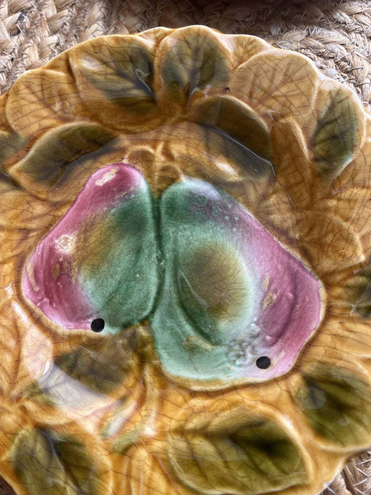 4 barbotine plates from Sarreguemines