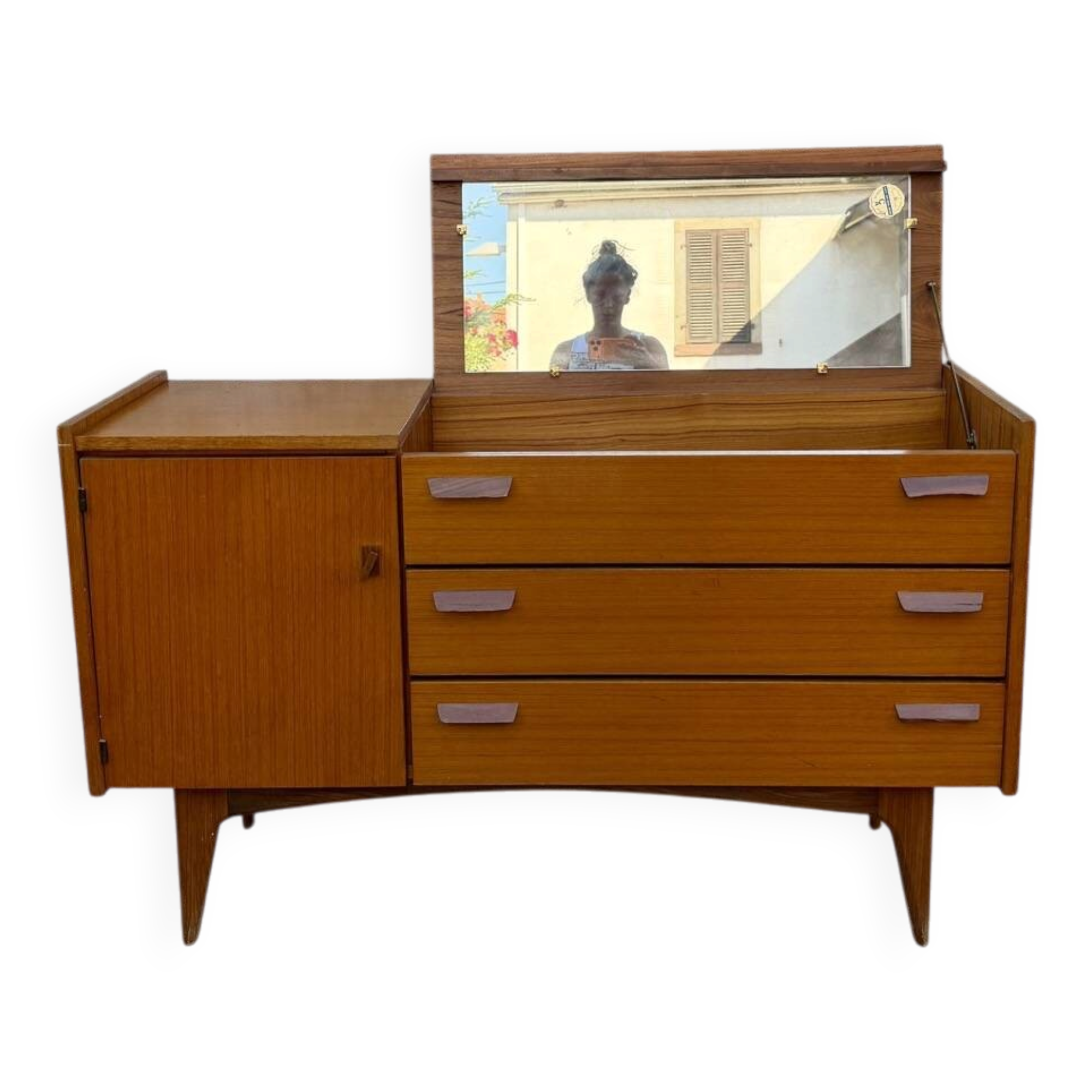 ✨ Superb Scandinavian sideboard convertible into a dressing table – Teak – 1950s