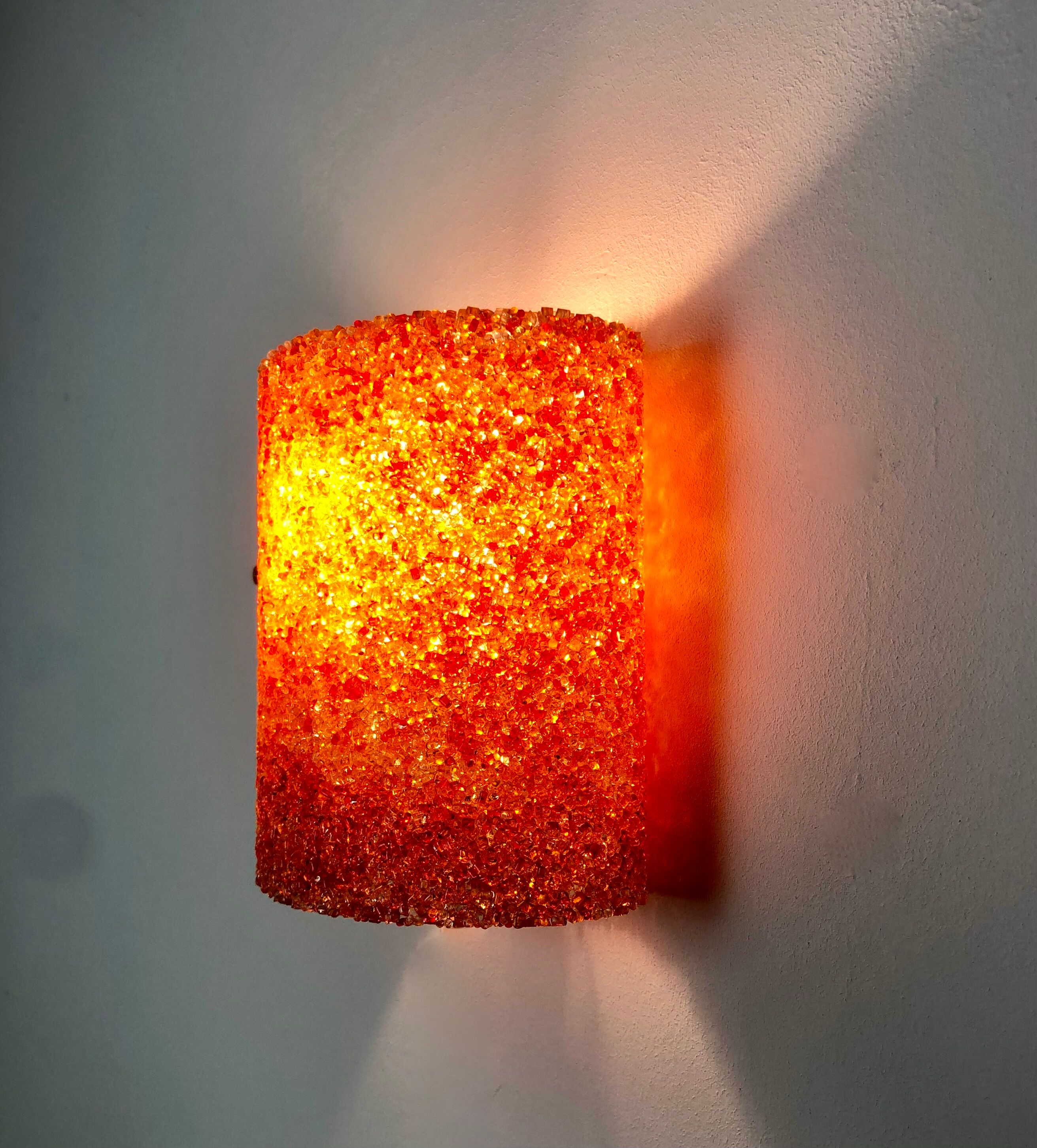 Wall lamps (the pair) in vintage orange Perspex 1960