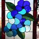 Panneau Vitrail Artisanal à Motif Floral – Verre Coloré, Technique Tiffany