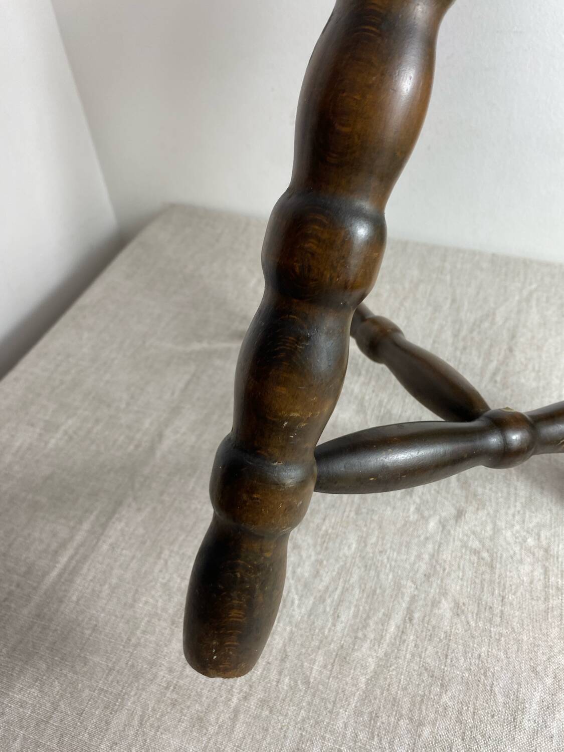 Turned wooden stool