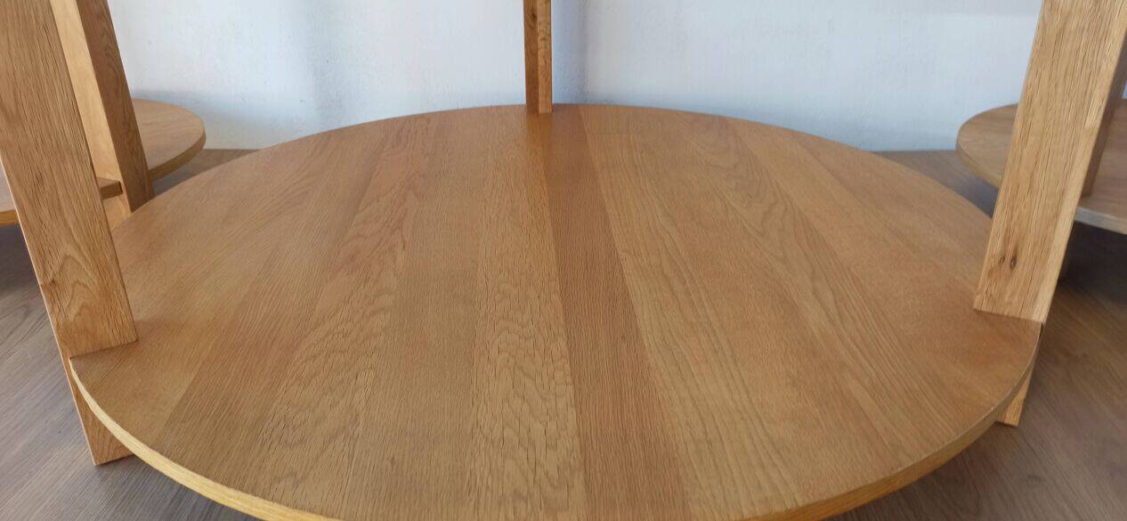 Round Tables with Glass Tops, Set of 3.