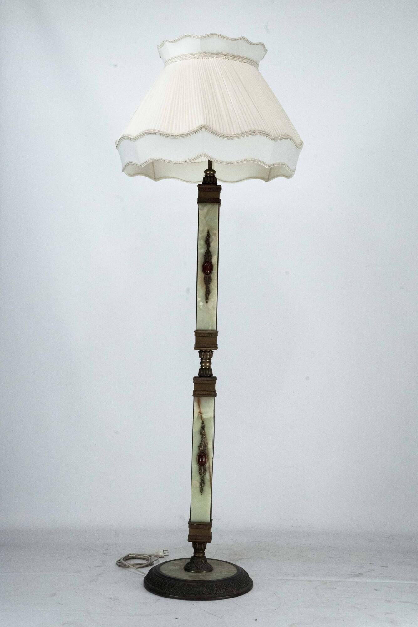 Rare Italian Hollywood Regency Onyx and Bronze Floor Lamp, 1970s