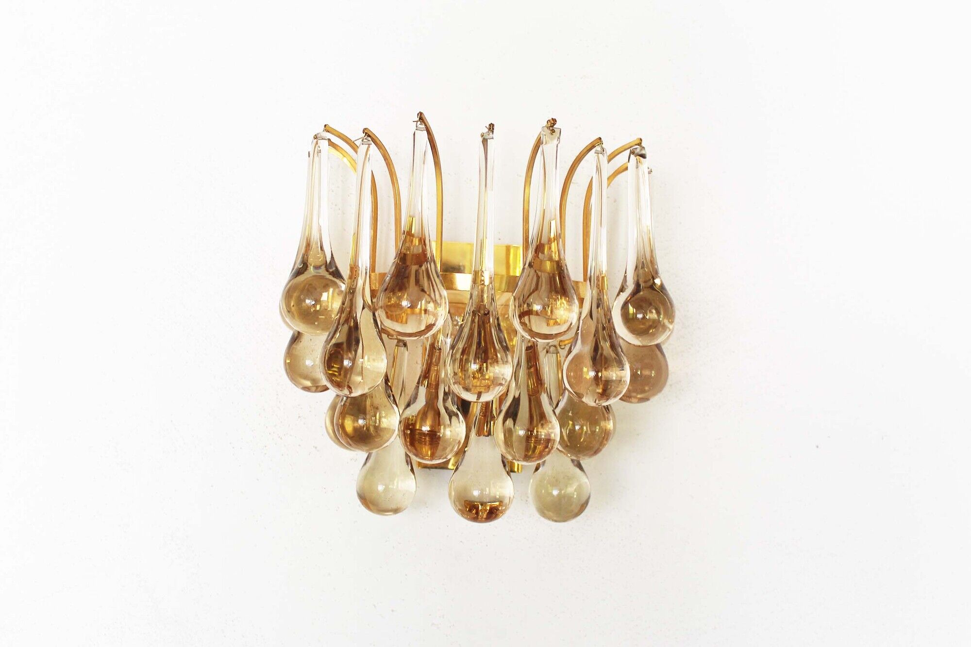 Gilt and crystal glass teardrop sconce by Christoph Palme
