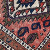 Tapis ancien fait main Kurde Bagface en laine rouge pâle (55cm x 59cm)