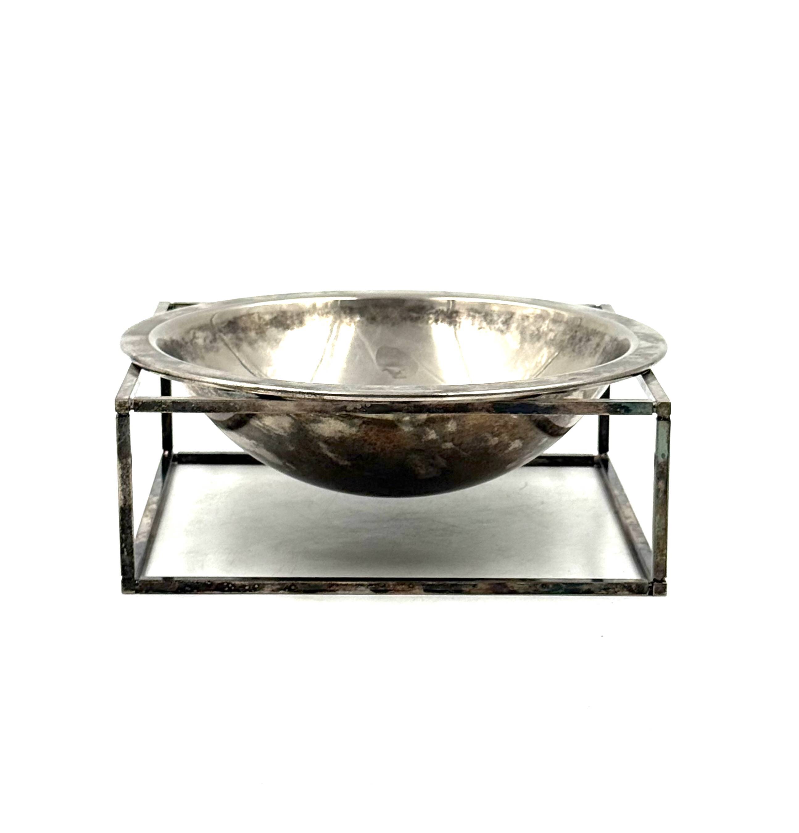 Mid-century modern silver-plated bowl / vide poche, PM Italy 1970s