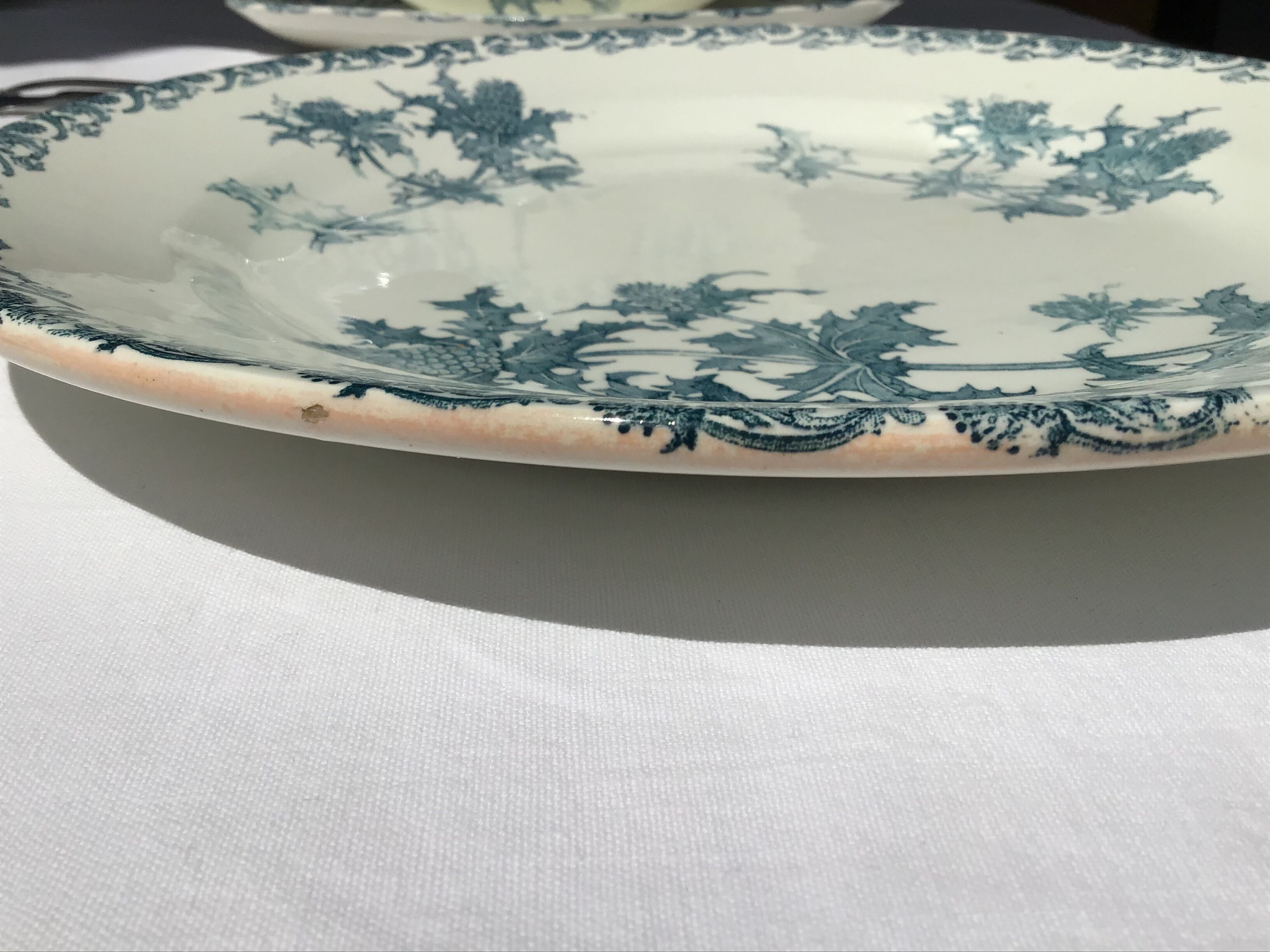 Iron Earth dishes thistle 29 and 32cm L.G Righi blue ink
