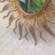 Wall mirror Sun in gilded wrought iron Spain 1950 Hollywood Regency Brutalist