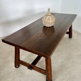 Old brutalist farm table designed by George Robert in pine from the 70s