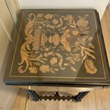 19th-century antique Holland table with floral marquetry.
