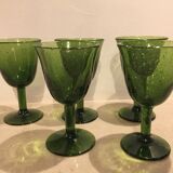 Set de 5 verres anciens en verre bullé soufflé