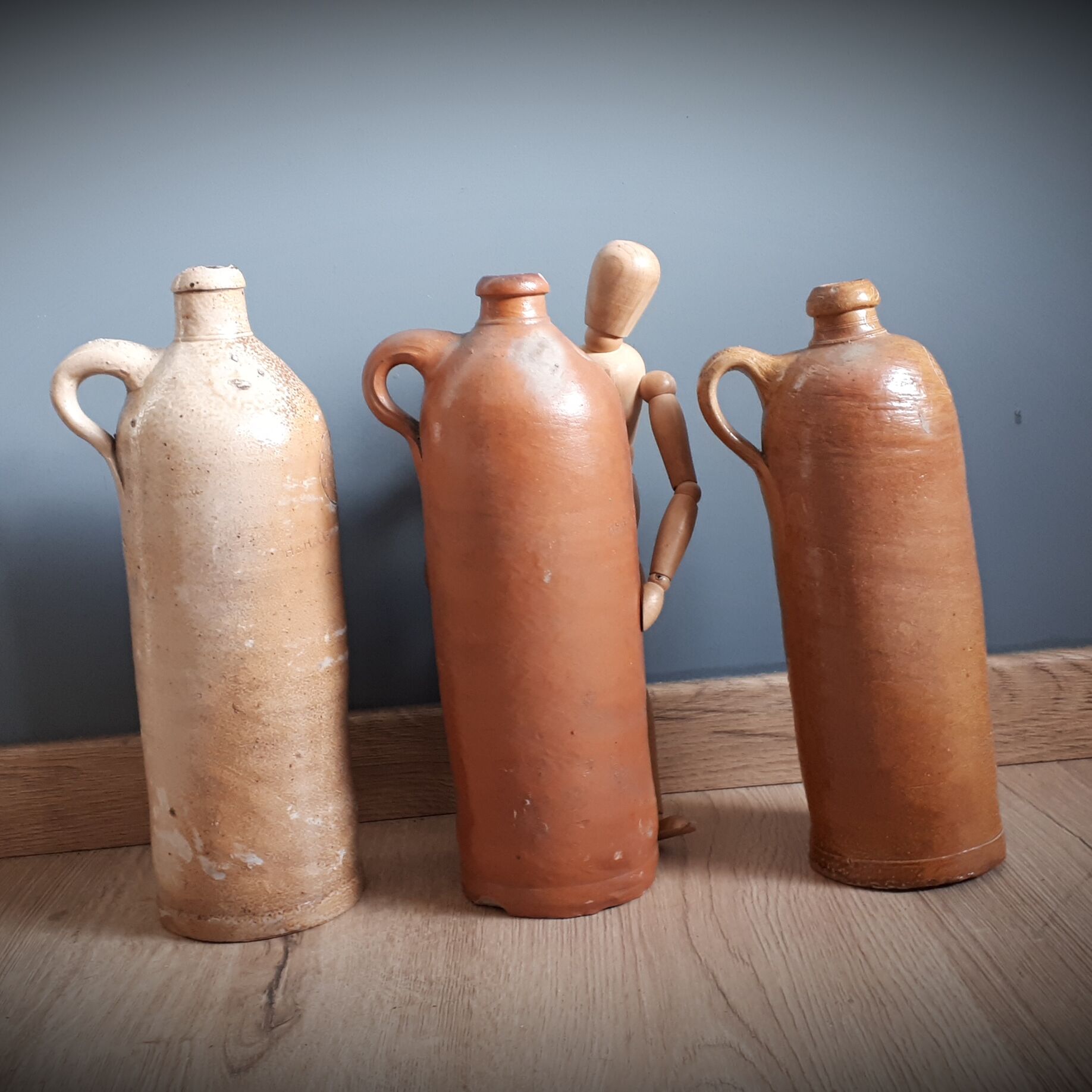 Trio of sandstone carafes with cove