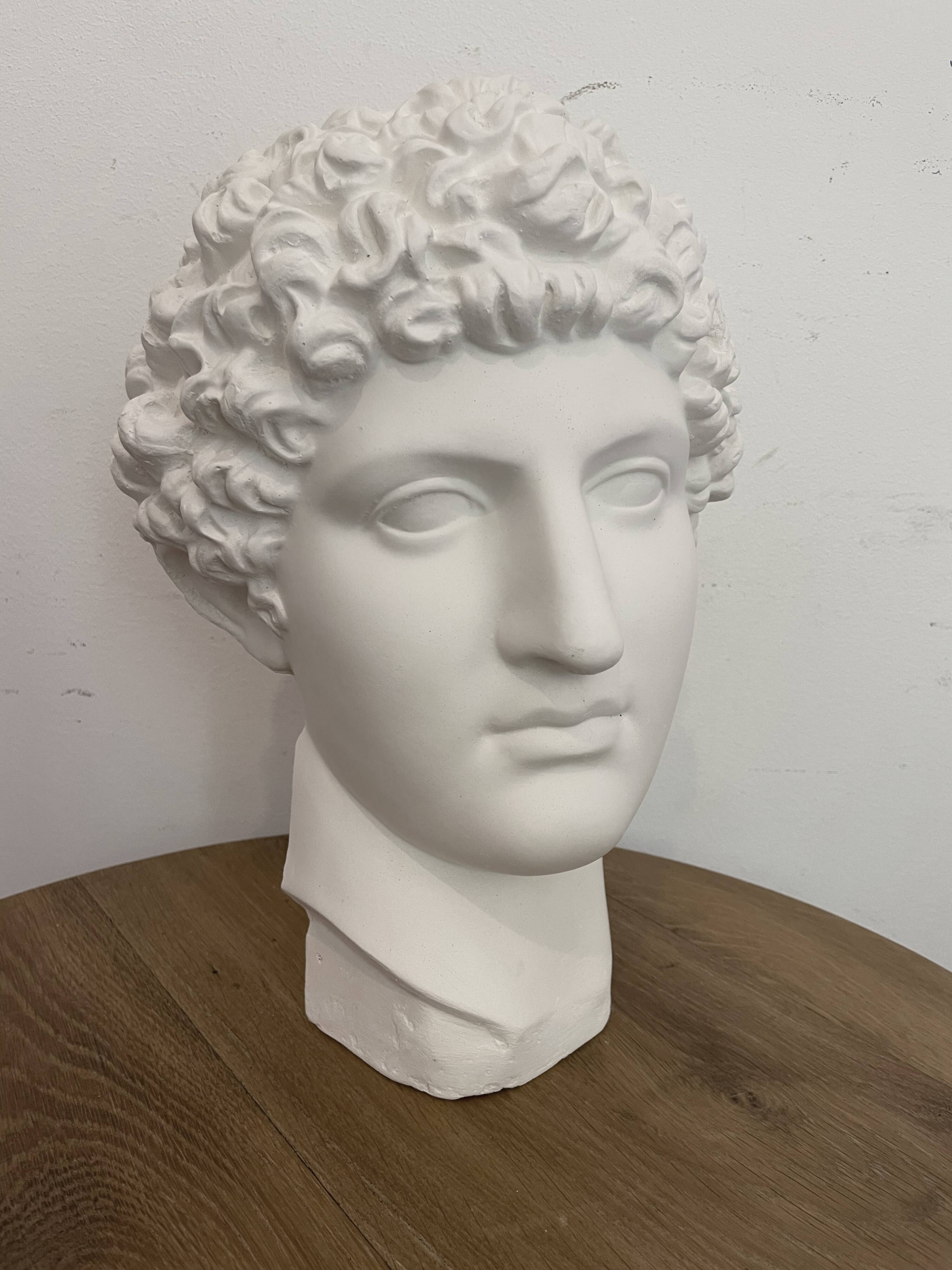 Greek head in polished white plaster