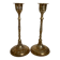 Pair of worked brass candlesticks
